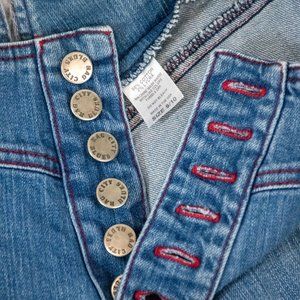 Rag City Blues Button Up Jeans, 9/10, Medium Blue w/red stitch